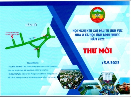 Thư mời " Hội nghị kêu gọi đầu tư lĩnh vực nhà ở xã hội tỉnh Bình Phước năm 2022"